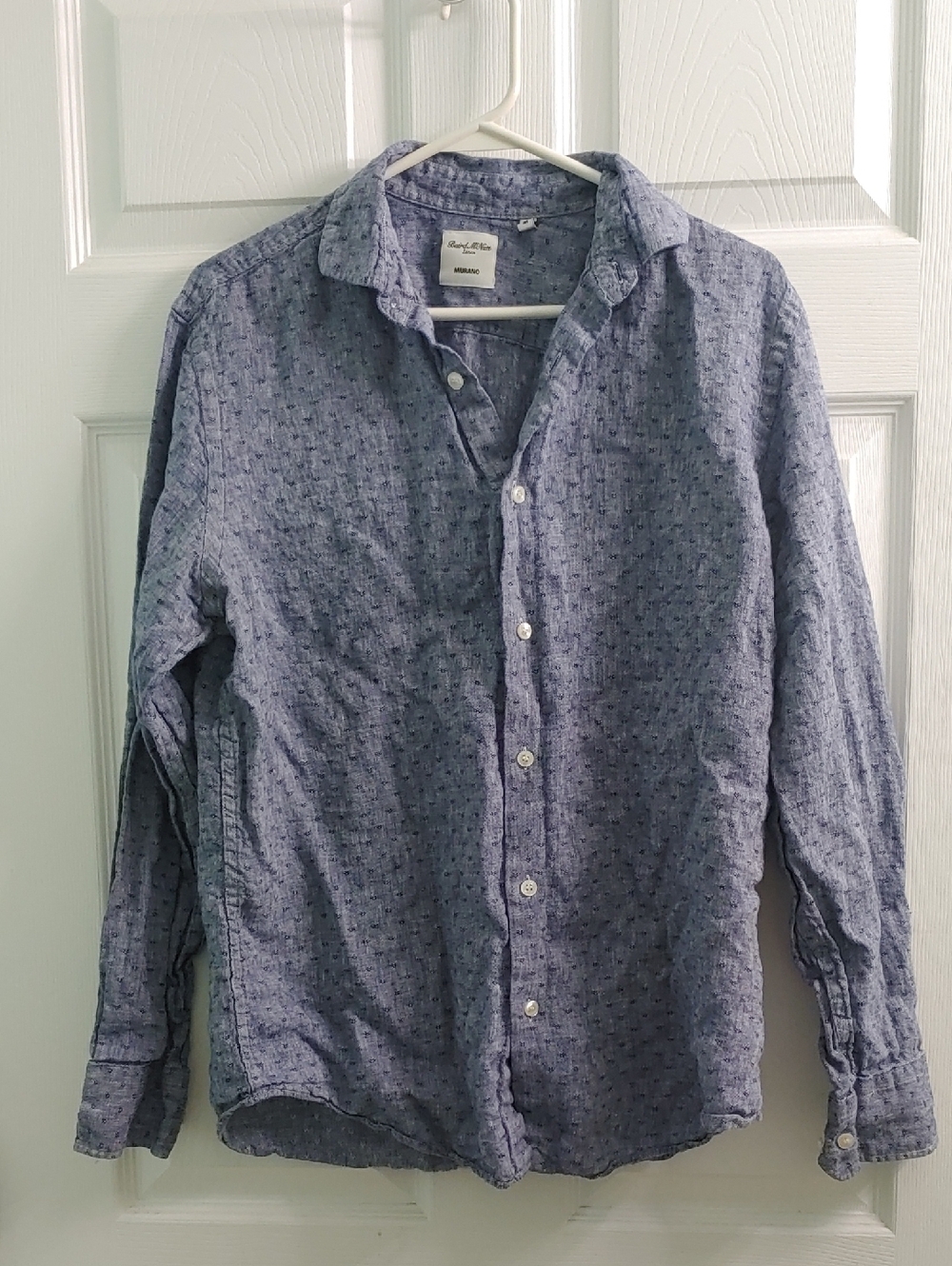 Baird McNutt Murano Linen Shirt Chambray Blue Button Down Men's Size M